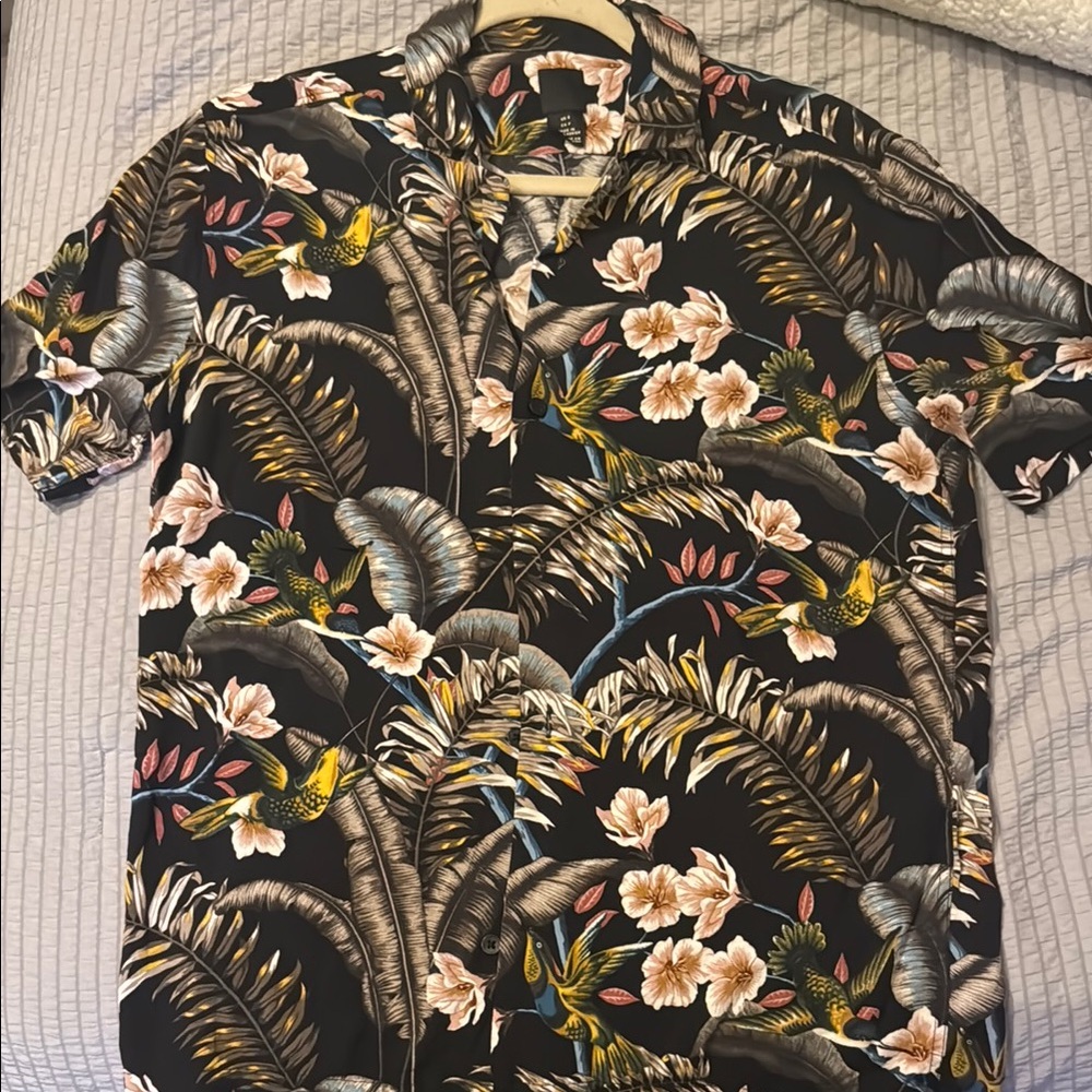 Tropical Black Floral Men's Shirt